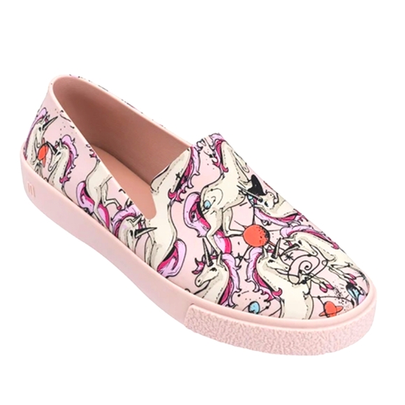 Melissa Shoes - MELISSA Ground Unicorn Print Sneakers Slip On Loafer Shoes Sz 10 Pink Fairycore‎
